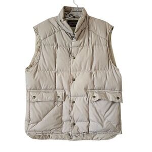 EDDIE BAUER Mens Goose Down Vest Size Medium Beige Outdoor Gorpecore